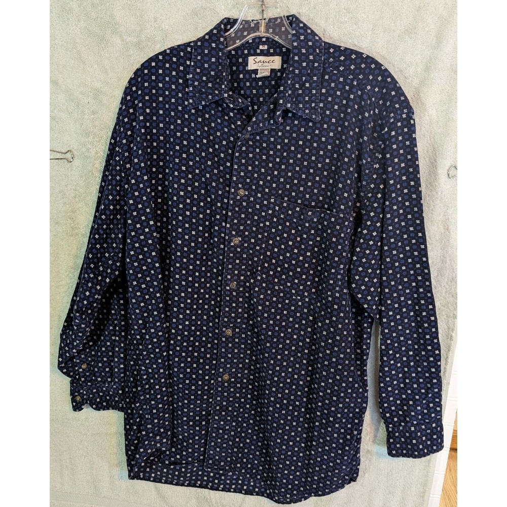 Sauce Berne Mens shirt M fancy corduroy Long Sleeve Button Up subtle soft